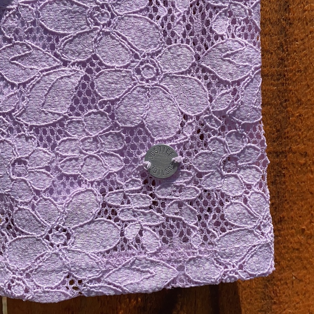 Justice puffy sleeve purple blouse. Size 12 - Picture 3 of 4